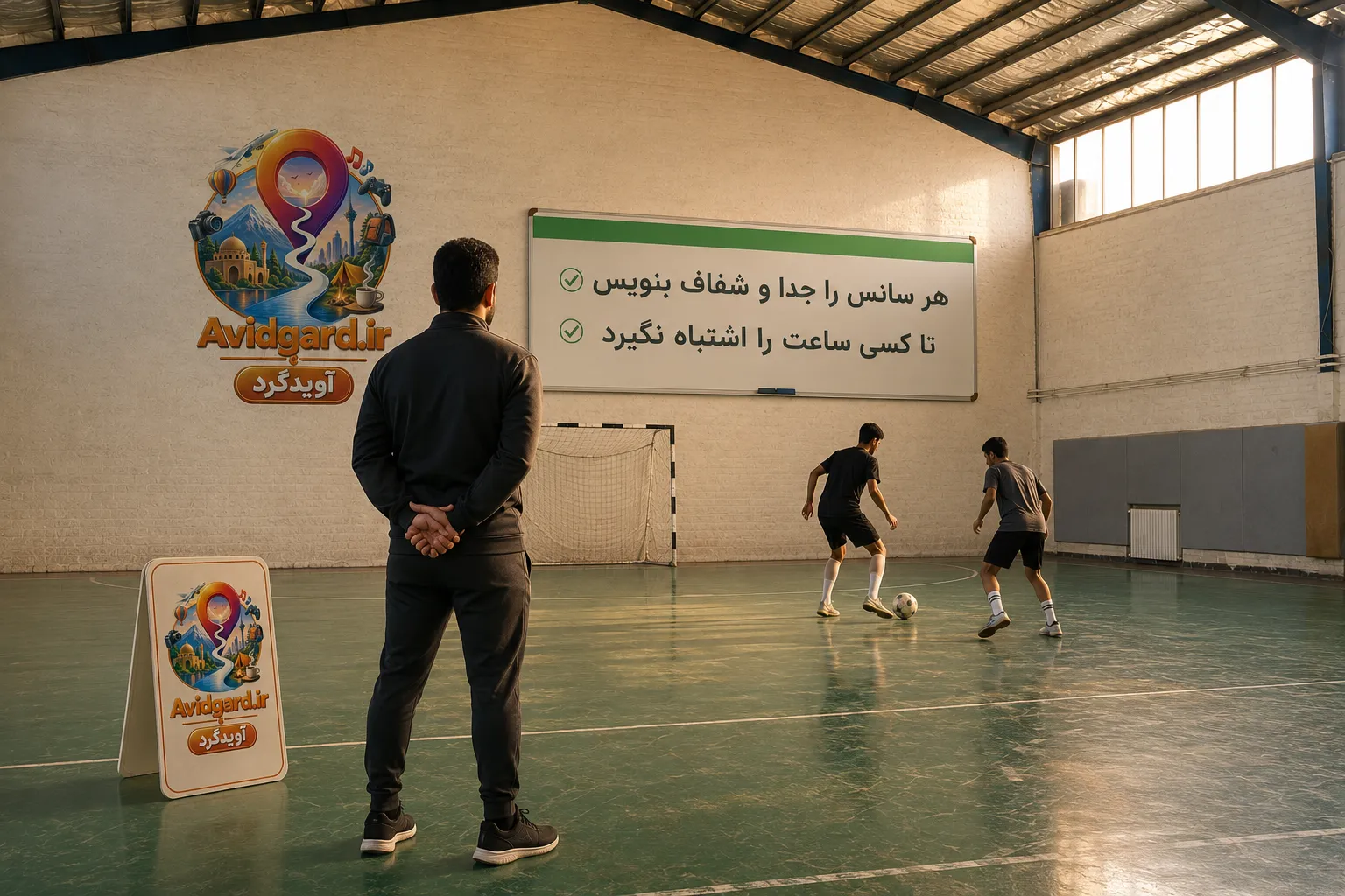 مربی در سالن ورزشی؛ ثبت سانس‌های شفاف برای برنامه‌ی گروهی